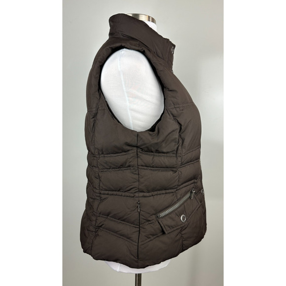 Eddie Bauer Goose Down Puffer Vest Women's XL Brown Quilted Snap Zip Pockets - Picture 6 of 8